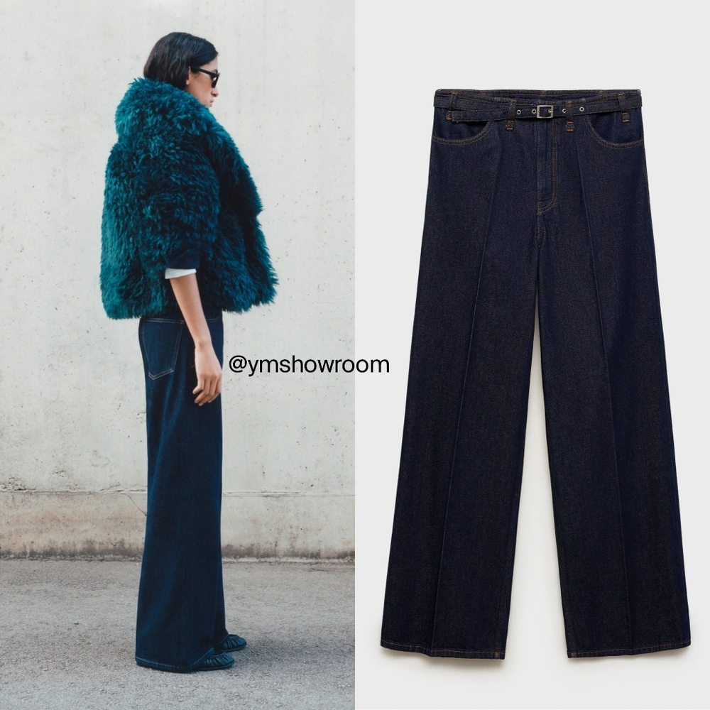 Mango Dark Blue Wide-Leg Jeans